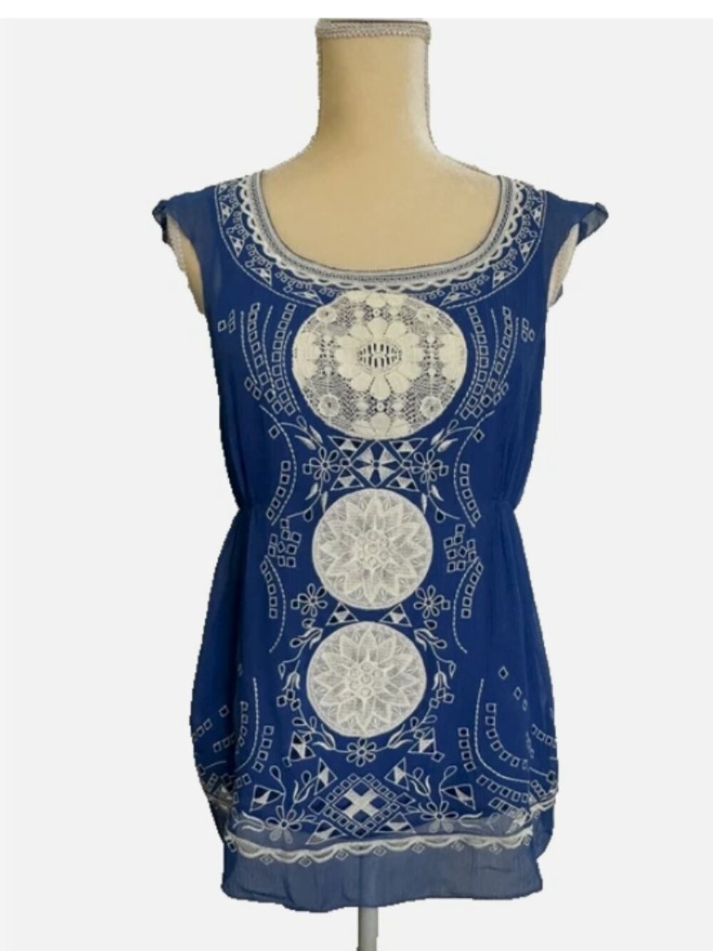CALYPSO St. Barth Cobalt Blue Embroidered Top Size XS 2 Piece